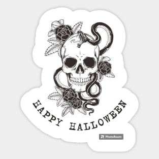 Happy Halloween skull and flowers fall oktober Sticker